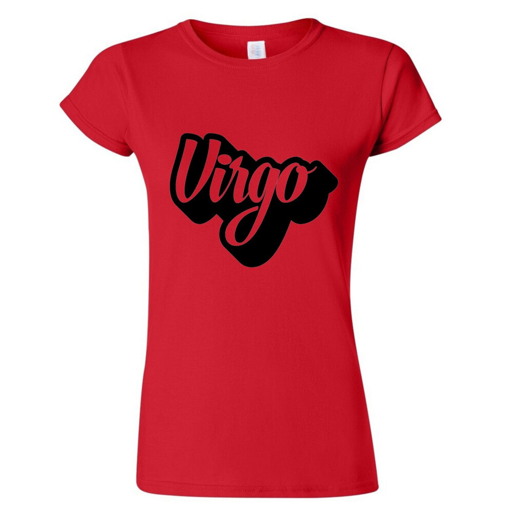 (Red, S) Virgo Text Zodiac Horoscope Astrological Sign Ladies Women T Shirt Tee Top