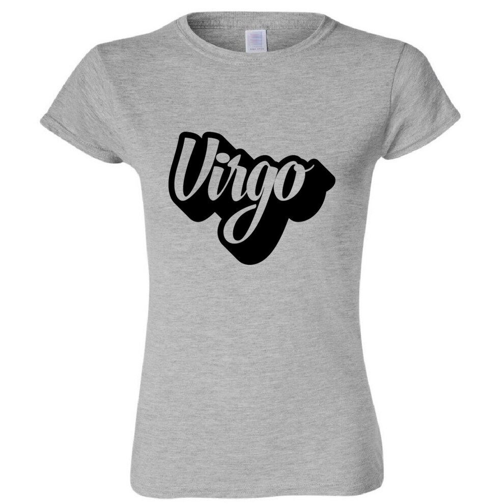 (Sport Grey, S) Virgo Text Zodiac Horoscope Astrological Sign Ladies Women T Shirt Tee Top