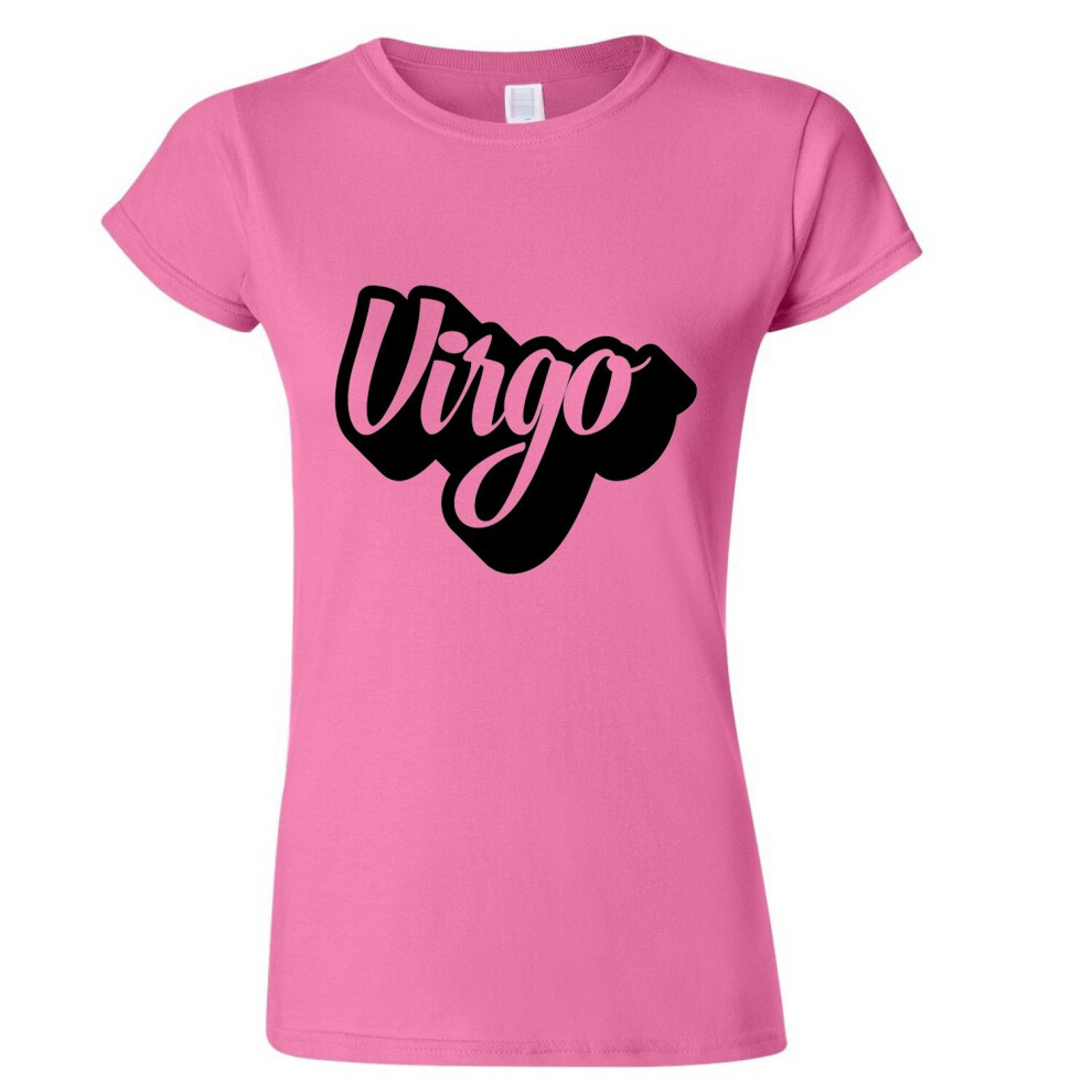 (Pink, S) Virgo Text Zodiac Horoscope Astrological Sign Ladies Women T Shirt Tee Top