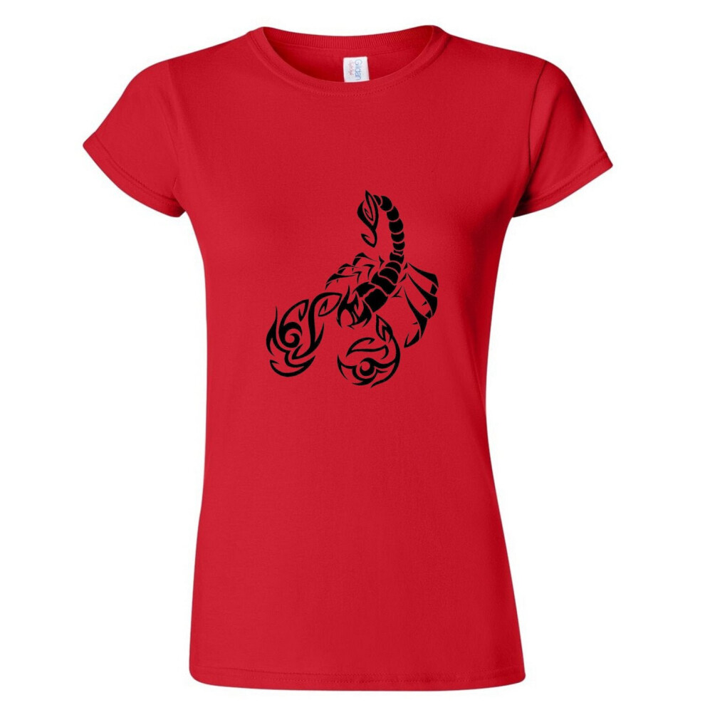 (Red, M) Scorpio Scorpion Zodiac Horoscope Black Sign Ladies Women T Shirt Tee Top