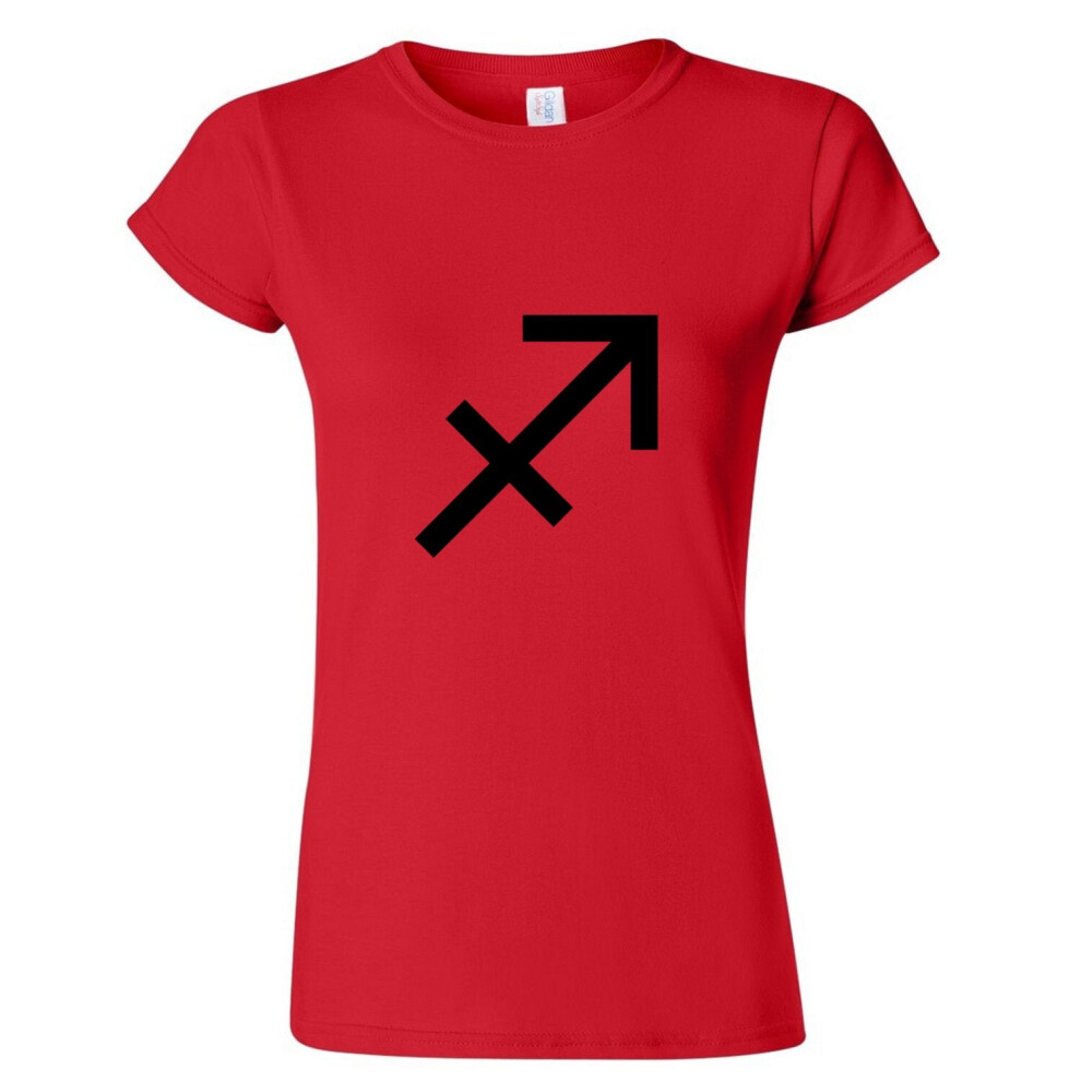 (Red, S) Sagittarius Horoscopes Zodiac Symbol Star Sign Art Ladies Women T Shirt Tee Top