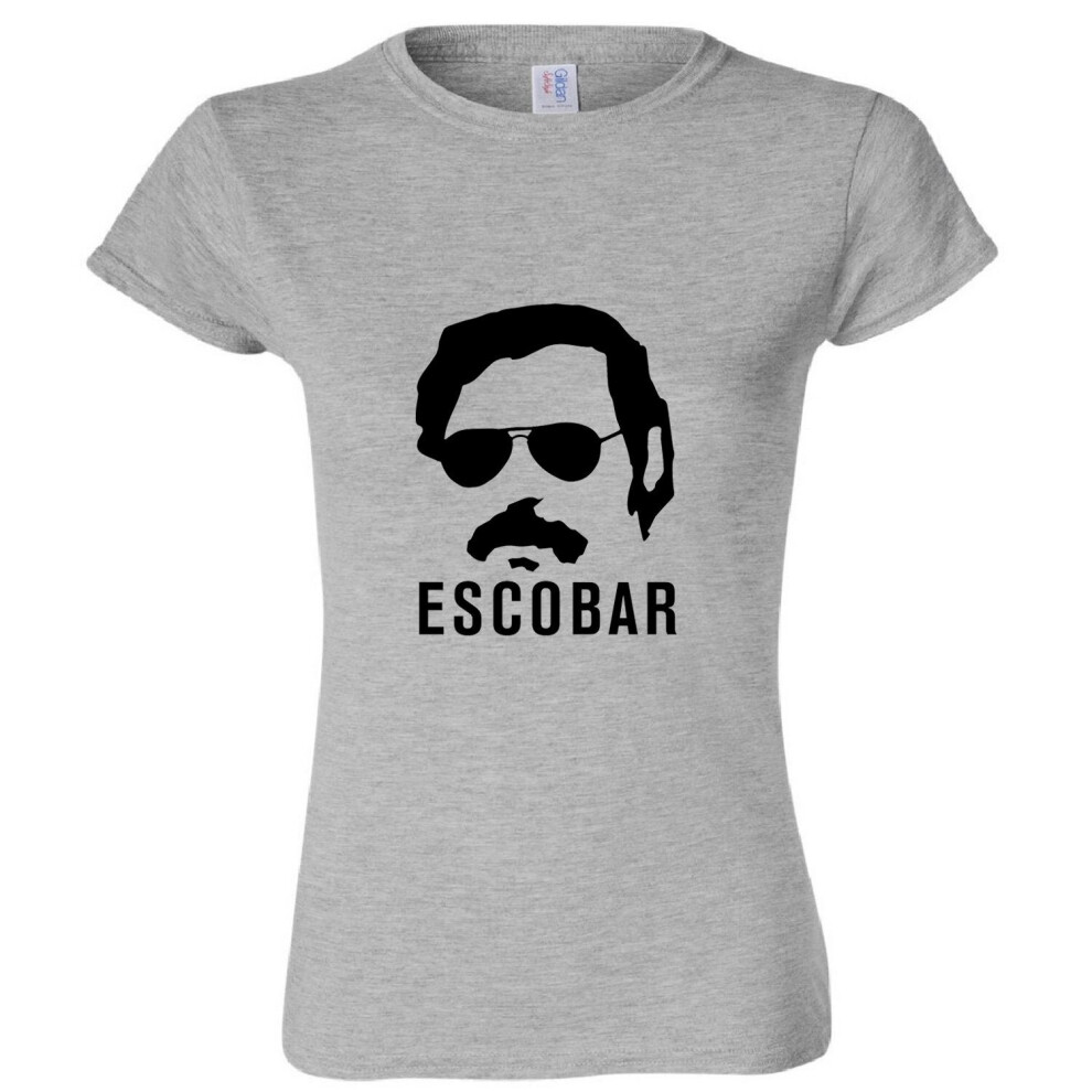 (Sport Grey, 2XL) Pablo Escobar Narcos Cocaine Drug Colombia Art Ladies Women T Shirt Tee Top