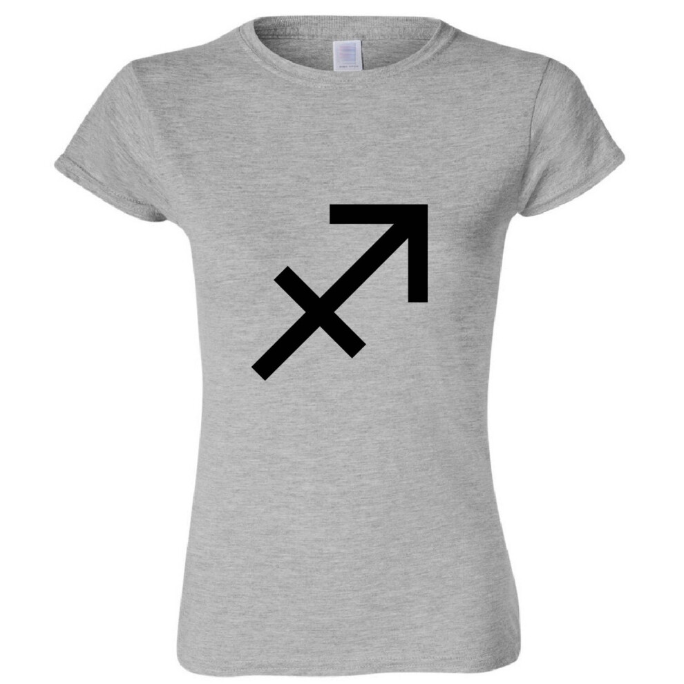 (Sport Grey, S) Sagittarius Horoscopes Zodiac Symbol Star Sign Art Ladies Women T Shirt Tee Top