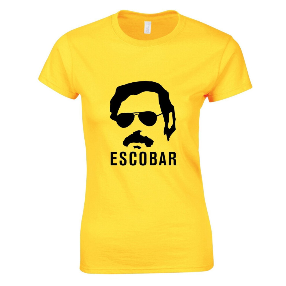 (Yellow, 2XL) Pablo Escobar Narcos Cocaine Drug Colombia Art Ladies Women T Shirt Tee Top