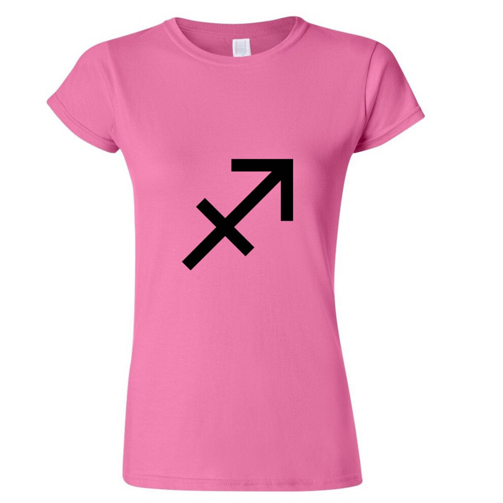 (Pink, S) Sagittarius Horoscopes Zodiac Symbol Star Sign Art Ladies Women T Shirt Tee Top