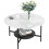 2 Tier White and Black Marble Top Coffee Tables Round  80cm 1