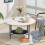 2 Tier White and Black Marble Top Coffee Tables Round  80cm 9