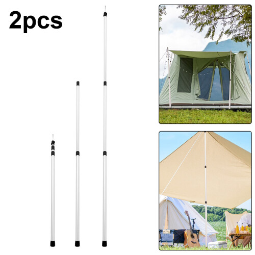 2x Tent Poles Telescopic Adjustable Awning Tent Canopy Tarp Pole on OnBuy
