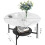 2 Tier White and Black Marble Top Coffee Tables Round  80cm 3