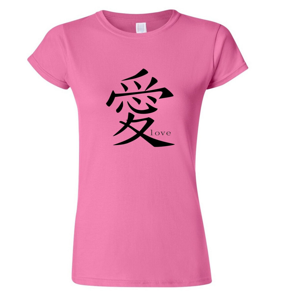 (Pink, XL) Love Ai Chinese Character Symbol Valentines Gift Ladies Women T Shirt Tee Top