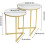 2 Nesting Small Sofa Marble Top Side Table Gold Round Bedside Gold 3