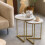 2 Nesting Small Sofa Marble Top Side Table Gold Round Bedside Gold 9