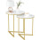 2 Nesting Small Sofa Marble Top Side Table Gold Round Bedside Gold 1