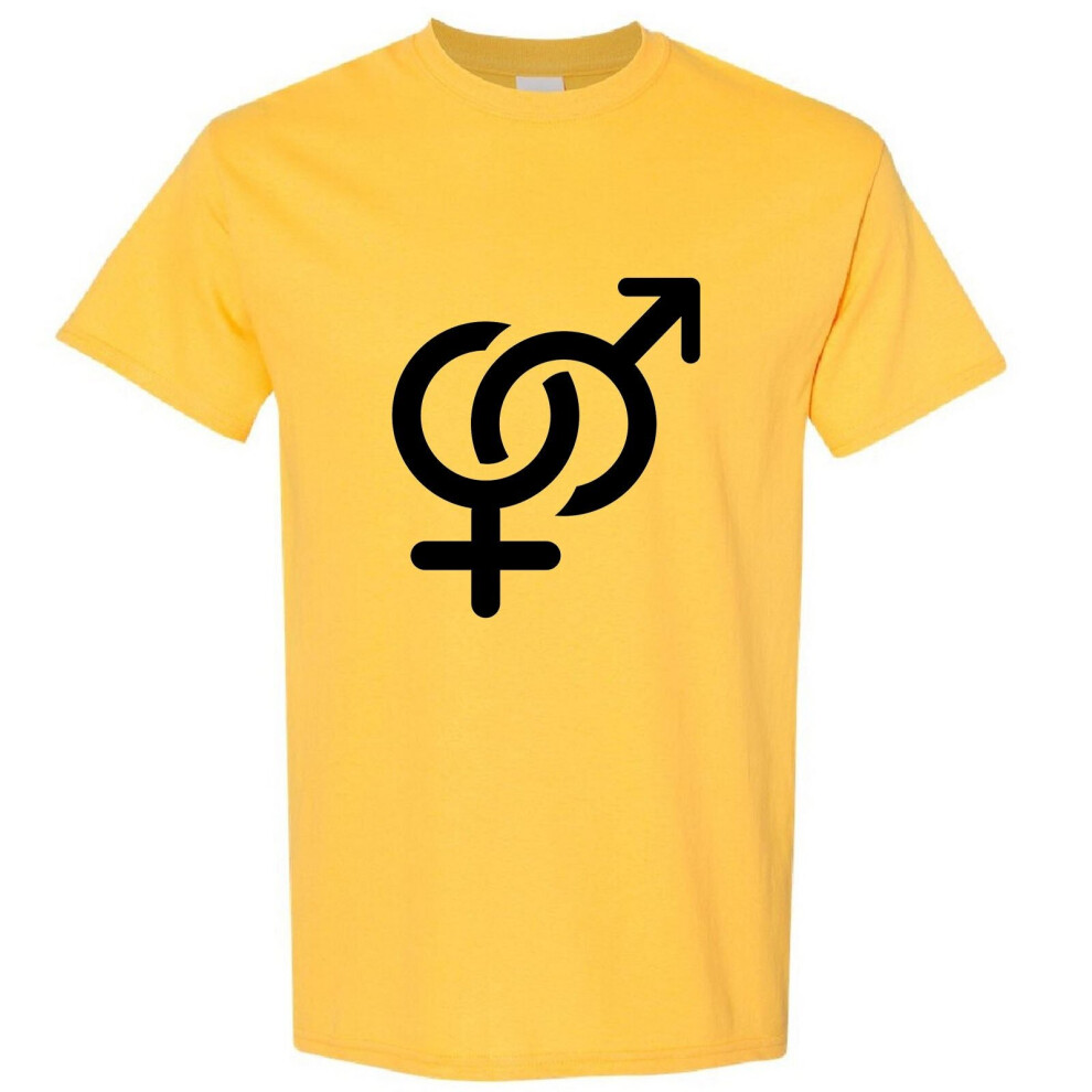 (Yellow, L) Sex Symbol Peace Male Female Sign Funny Novelty Men T Shirt Tee Top