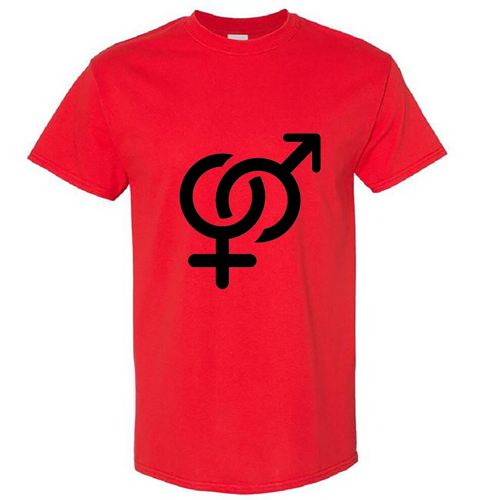 (Red, L) Sex Symbol Peace Male Female Sign Funny Novelty Men T Shirt Tee Top