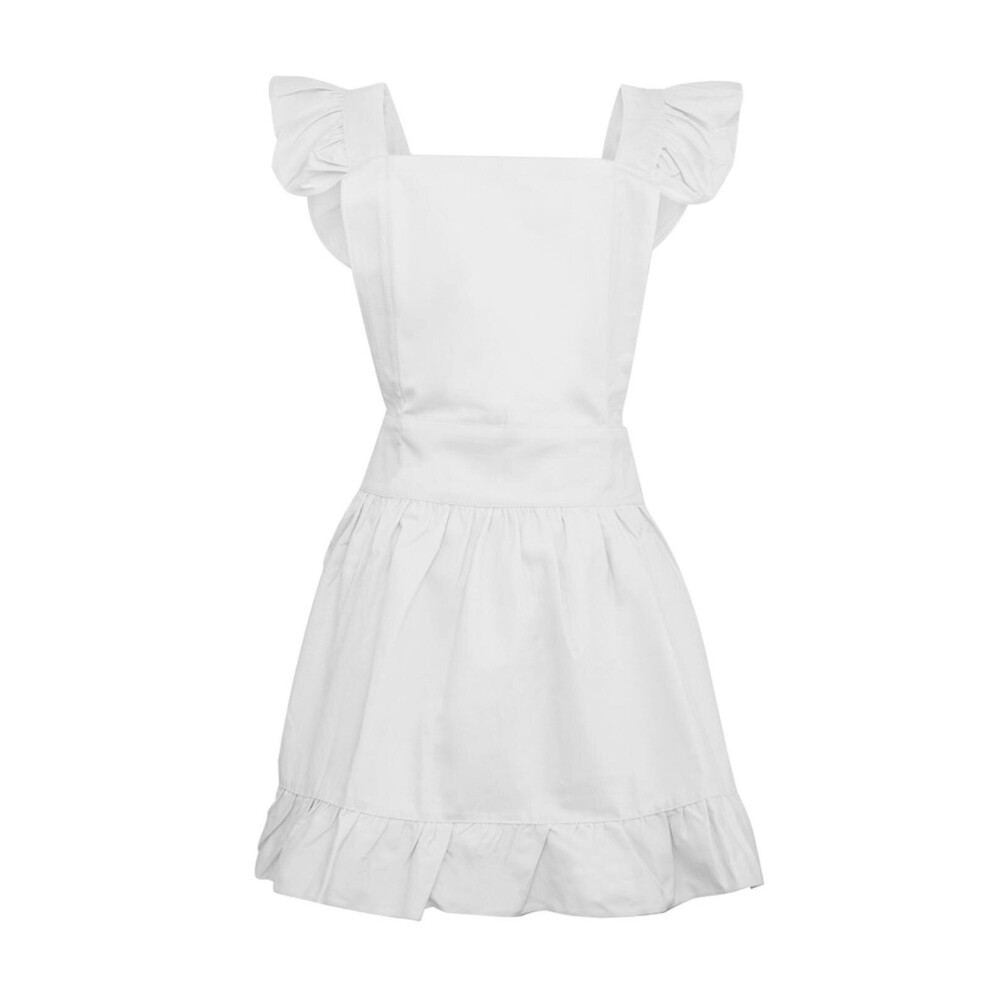 (L) Retro Adjustable Ruffle Apron Fancy Maid Costume Waitress Vintage Costume