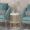 (Gold) Round Side End Table Living Room Coffee Table 2