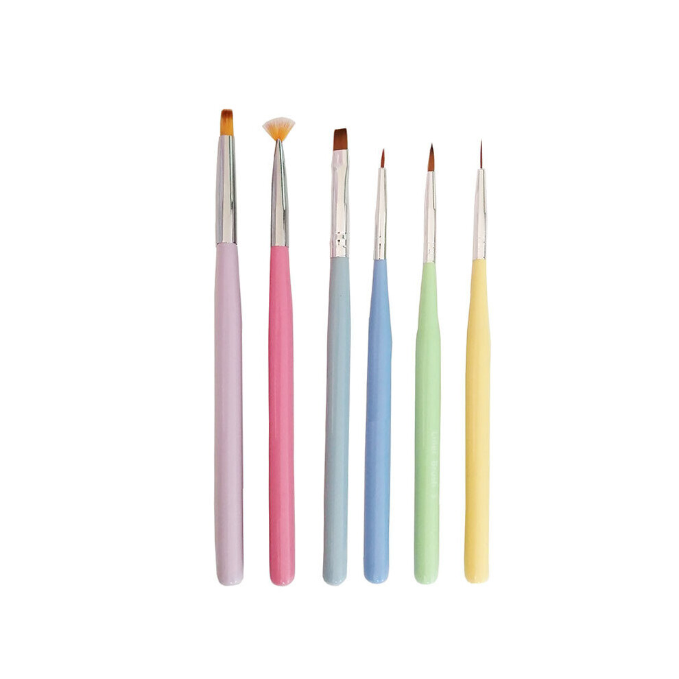 (1) Macaron Colored Wooden Pole Nail Pen 6pcs