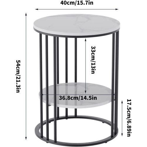 (Black) Round Side End Table Living Room Coffee Table 1