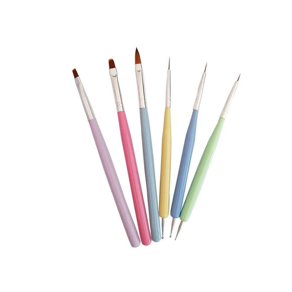 (2) Macaron Colored Wooden Pole Nail Pen 6pcs