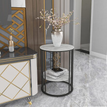 (Black) Round Side End Table Living Room Coffee Table