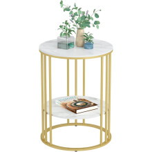 (Gold) Round Side End Table Living Room Coffee Table