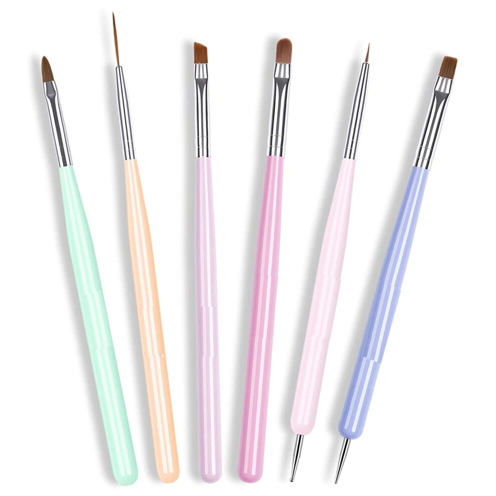 (3) Macaron Colored Wooden Pole Nail Pen 6pcs