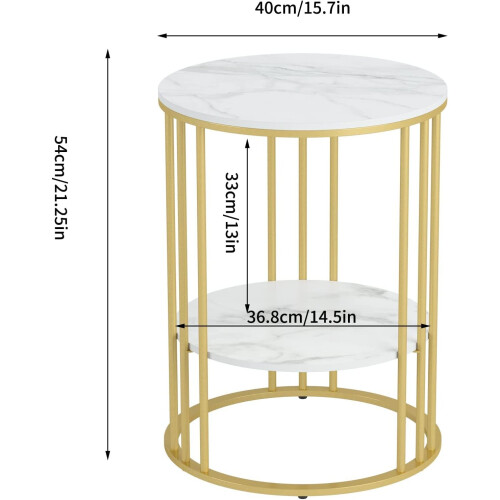 (Gold) Round Side End Table Living Room Coffee Table 2