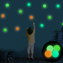 6PCS Luminous Sticky Wall Ball Party Fluorescence Glowing Stress Ball Home Decor Kids Gift Anxiety Toy Glow In The Dark