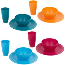(1 of Each Colour, 12 Piece) 12/24x Unbreakable Reusable Coloured Plastic Soup Cereal Bowls Cutlery Tableware