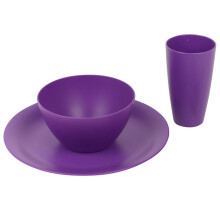 (Purple, 12 Piece) 12/24x Unbreakable Reusable Coloured Plastic Soup Cereal Bowls Cutlery Tableware