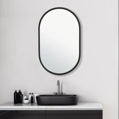 Living And Home Modern Oval Frame Bathroom Wall Mirror 1