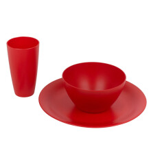 (Red, 12 Piece) 12/24x Unbreakable Reusable Coloured Plastic Soup Cereal Bowls Cutlery Tableware