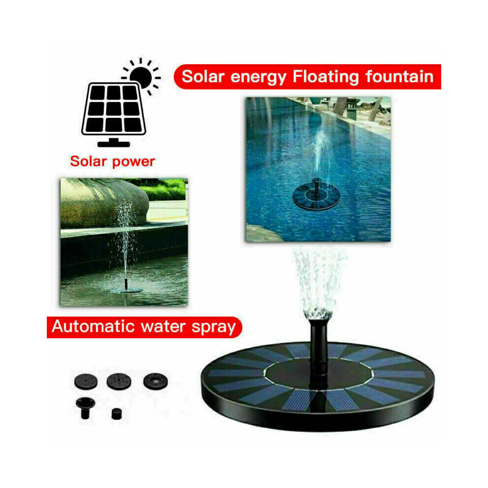 Solar Fountain Floating Pump Water Feature Garden Pool Bird Bath Pond