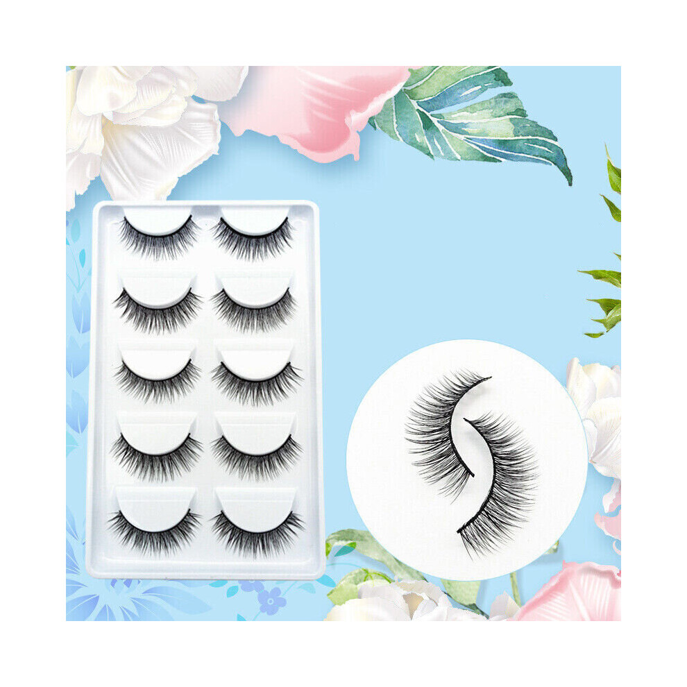 Paktoo 5Pair Lashes Self Adhesive False Eyelashes Reusable Fake 3D Extension Makeup
