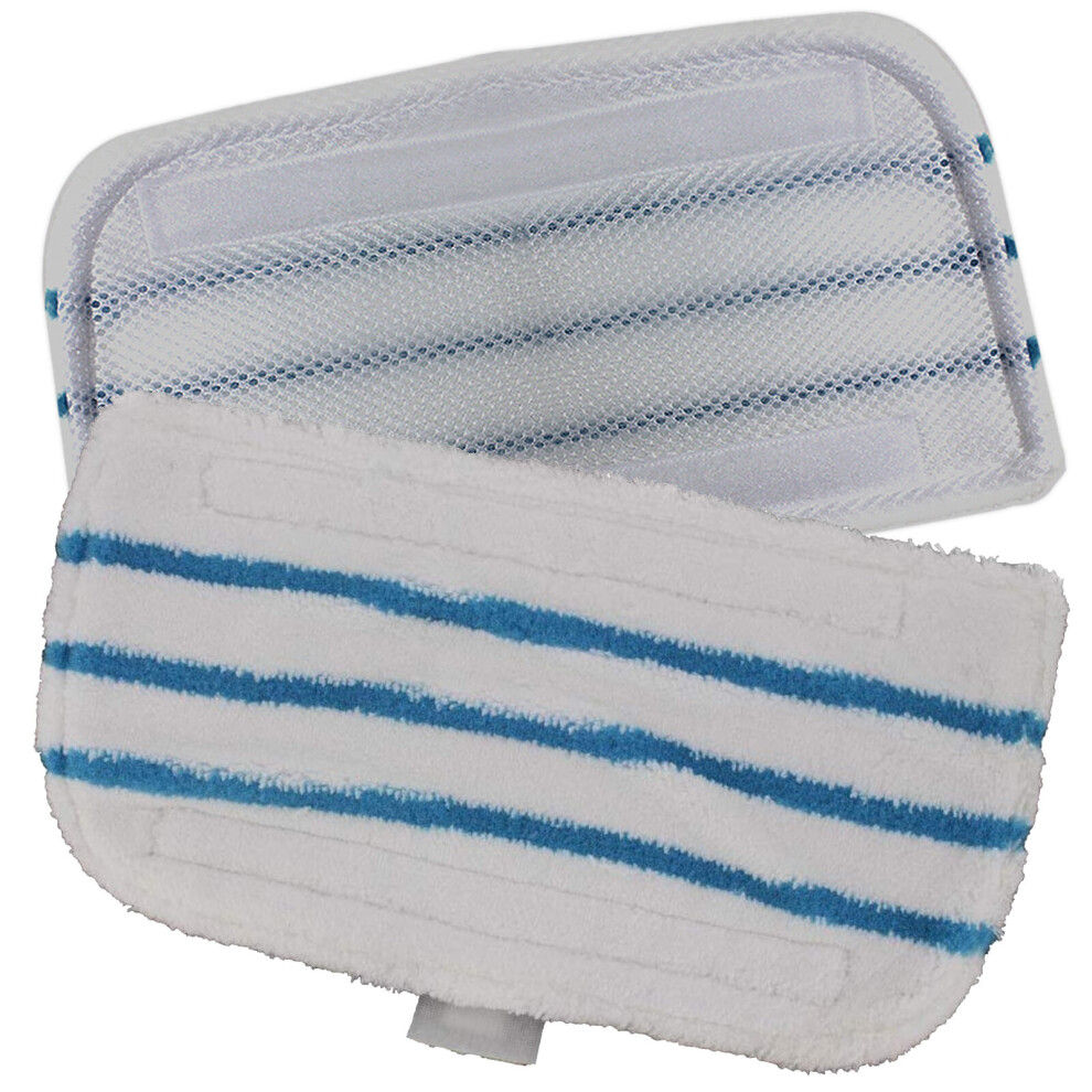 Spares2go Microfibre Cloth Pads For + Decker Fsm1500 Fsm1600 Fsmp20 Steam Cleaner Mop (Pack Of 2) Black