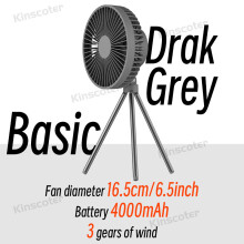 (Basic Dark Grey) Camping Fan Rechargeable Desktop Portable Circulator Wireless Ceiling Electric Fan with Power Bank LED Lighting Tripod