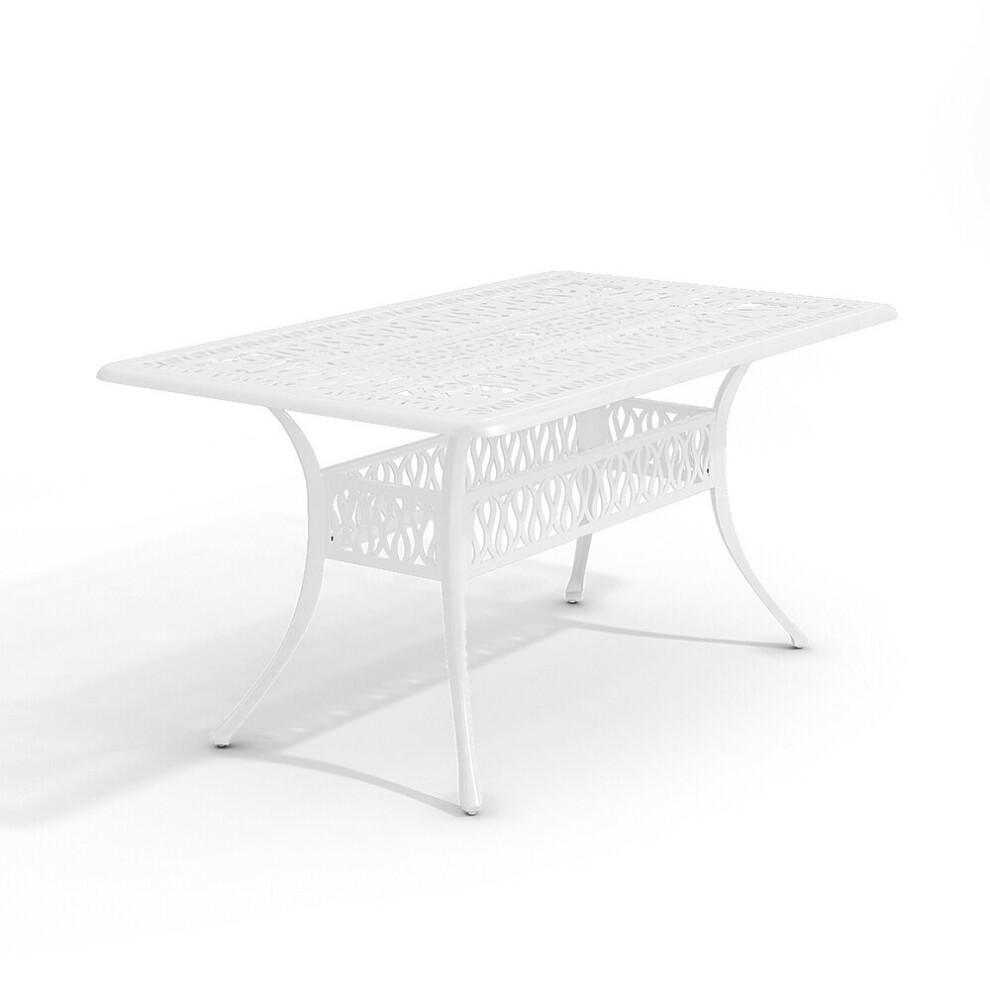 (White) Vintage Rectangular Cast Aluminum Garden Bistro Table