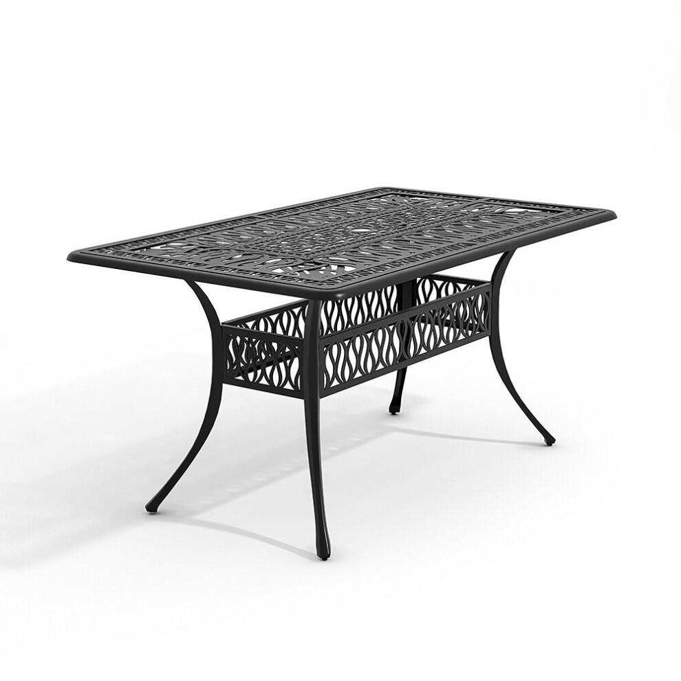 (Black) Vintage Rectangular Cast Aluminum Garden Bistro Table