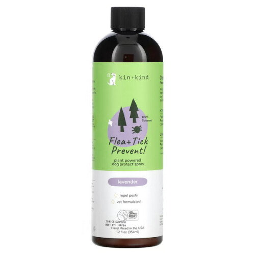Kin+Kind, Flea + Tick Prevent, Dog Protect Spray, Lavender, 354ml