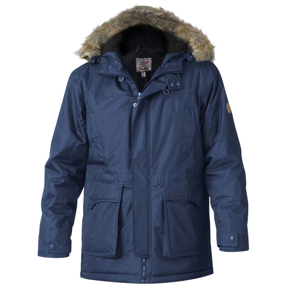 (3XL, Navy) Duke Mens Lovett D555 Kingsize Faux Fur Trim Parka