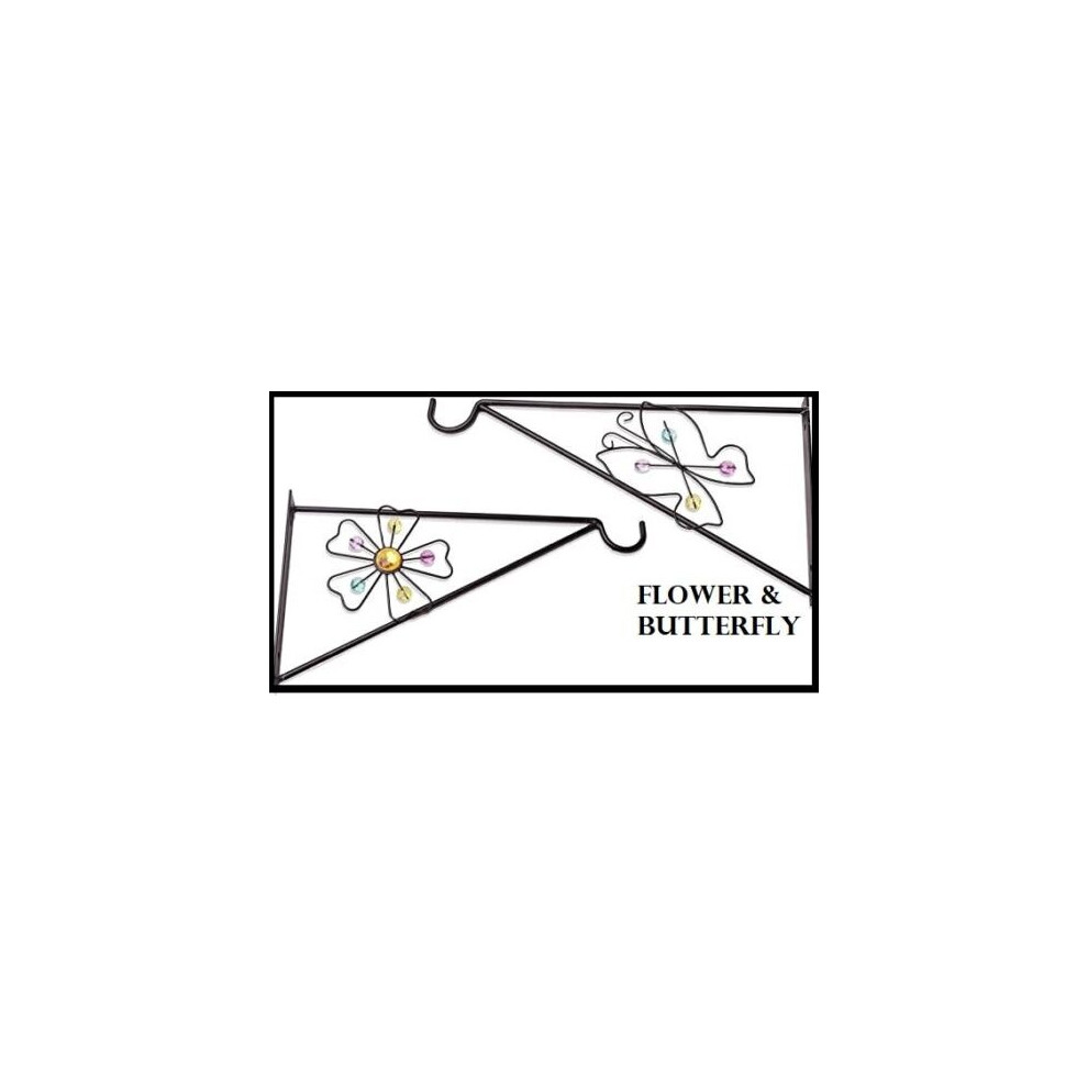 (FLOWER & BUTTERFLY HANGING BRACKET) Hanging Basket Brackets Outdoor Wall Brackets.