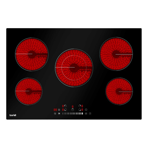 Dellonda 77cm Ceramic Hob with 5 Cooking Zones, Slider Touch Control, Timer Setting, 8200W - DH175
