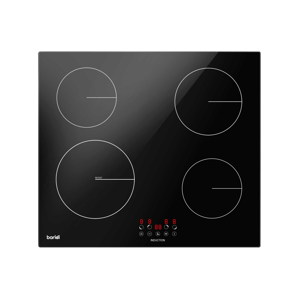 60cm 4 Zone Induction Hob, Boost Function, 9 Power Levels, Touch Control, Timer, 6800W - DH176