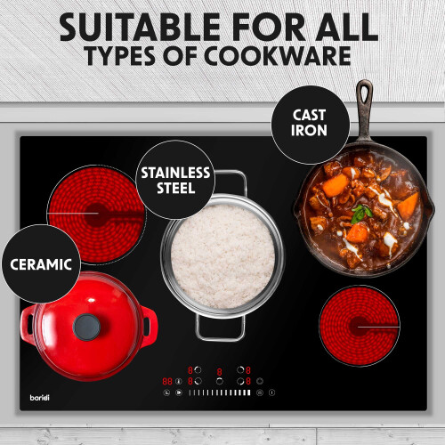 Dellonda 77cm Ceramic Hob with 5 Cooking Zones, Slider Touch Control, Timer Setting, 8200W - DH175 2