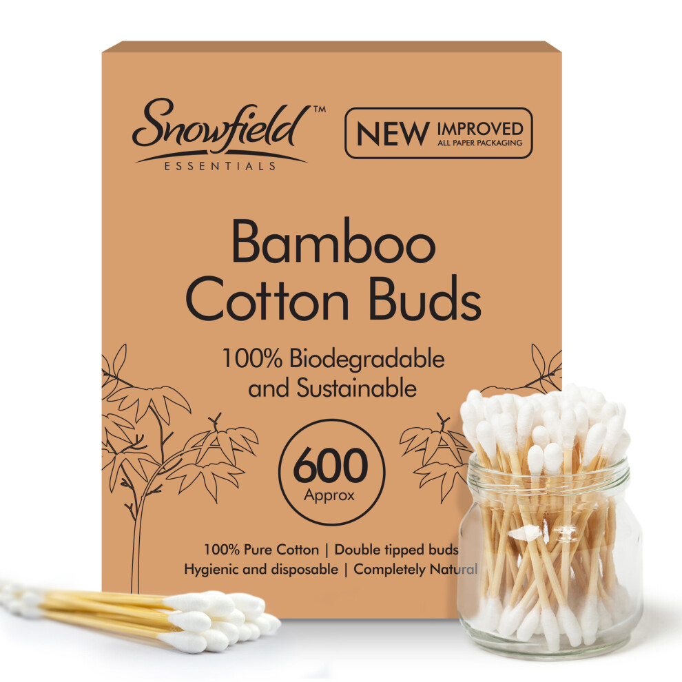 600pk Snowfield Bamboo Cotton Buds | Biodegradable Cotton Swabs