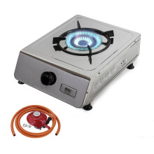 (Gas Regulator Type: Propane Clip-on 27mm) Portable Indoor Gas Stove 1 Burner Stainless Steel NJ-100SD