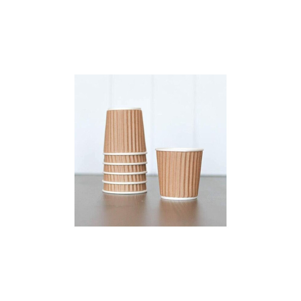 (HOT BARGAINS) Disposable Coffee cups Paper Brown Chess / Kraft Cups 4oz (120ml) For Hot Drinks Triple Layer