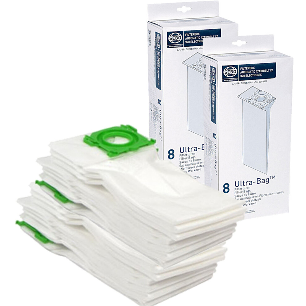 Sebo Vacuum Cleaner Ultra Dust Bags 5093ER - Automatic X Airbelt C Pack of 16