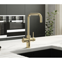 3 in 1 Instant Hot Cold Boiling Water Kitchen Mixer Tap & Tank Brushed Brass
